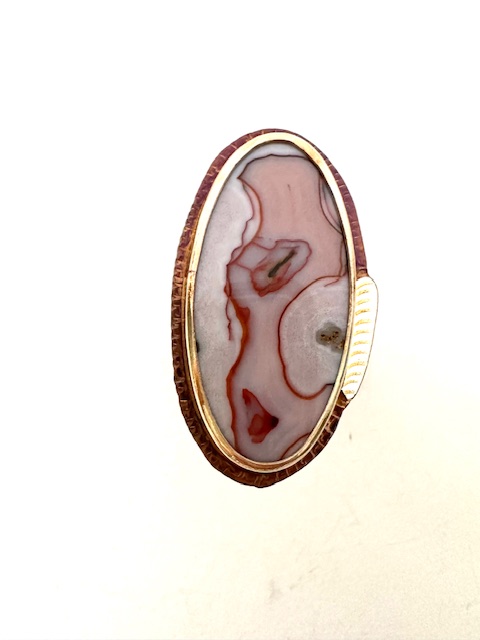Image of Sterling Silver, Fine Silver Bezel, 18k Gold, and Aqua Nueva Ring - Size 7.25 by Julie Shaw
