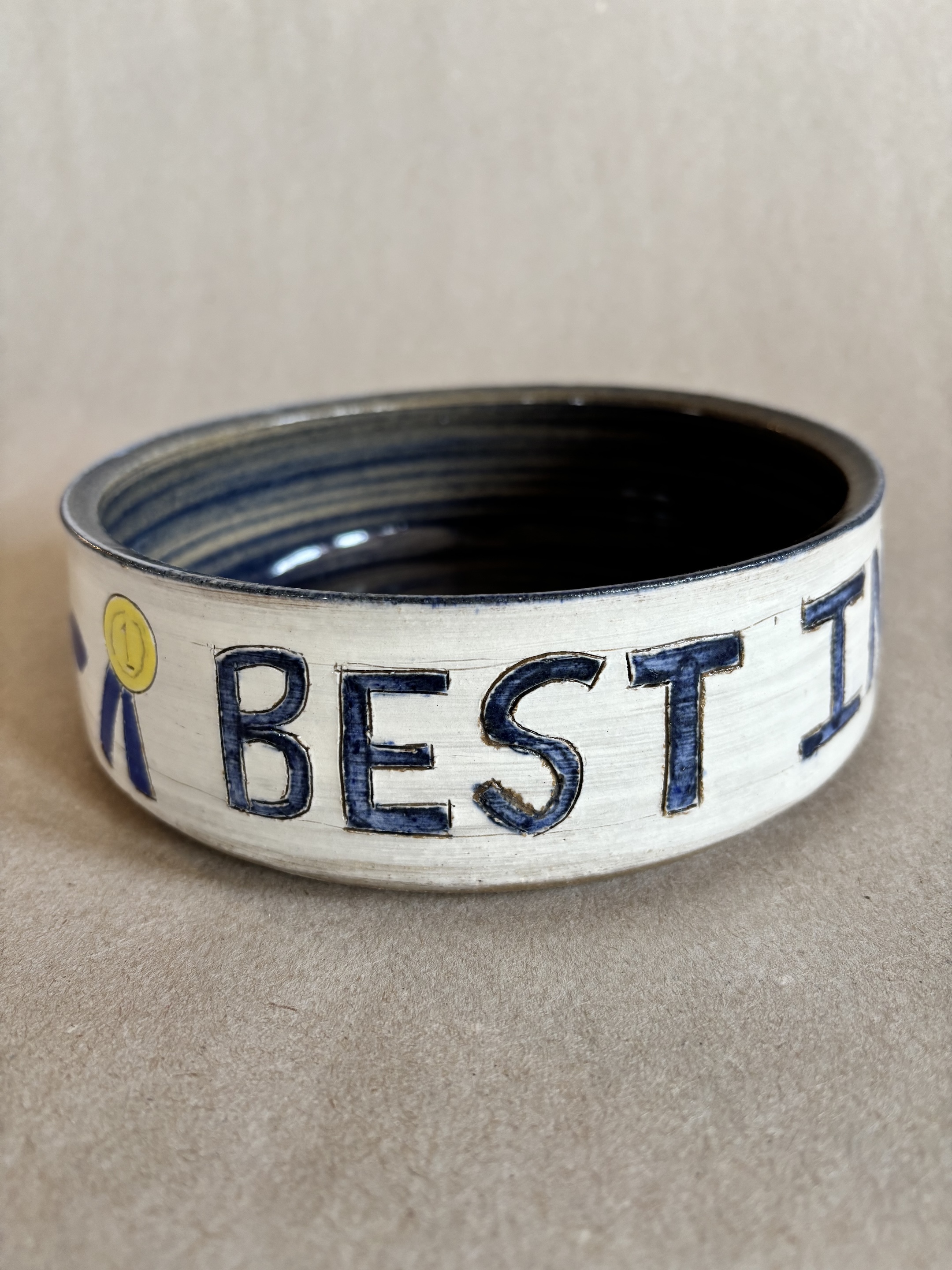 Image of Best in Show Dog Bowl, Blue Vine by Jeanne Svien Aurelius