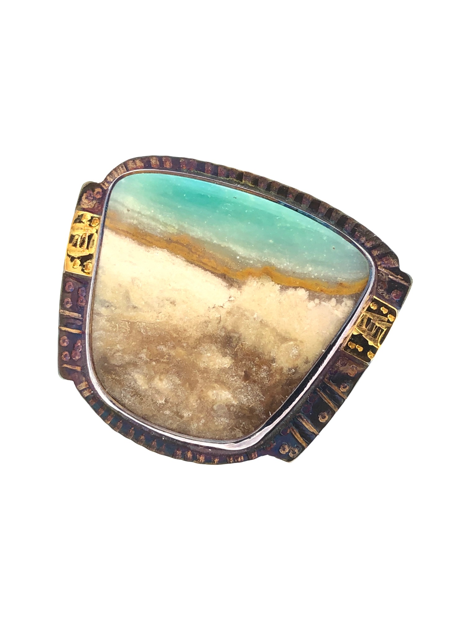 Blue Opal Petrified Wood Ring