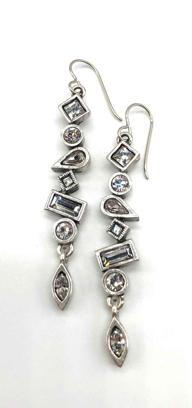 Image 1 for Oblique Earrings in Silver, All Crystal Oblique Earrings in Silver, All Crystal