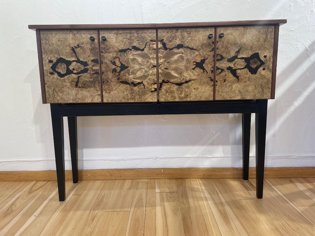 Image of Walnut and Myrtlewood Burl Rorschach by Nathan Hatch