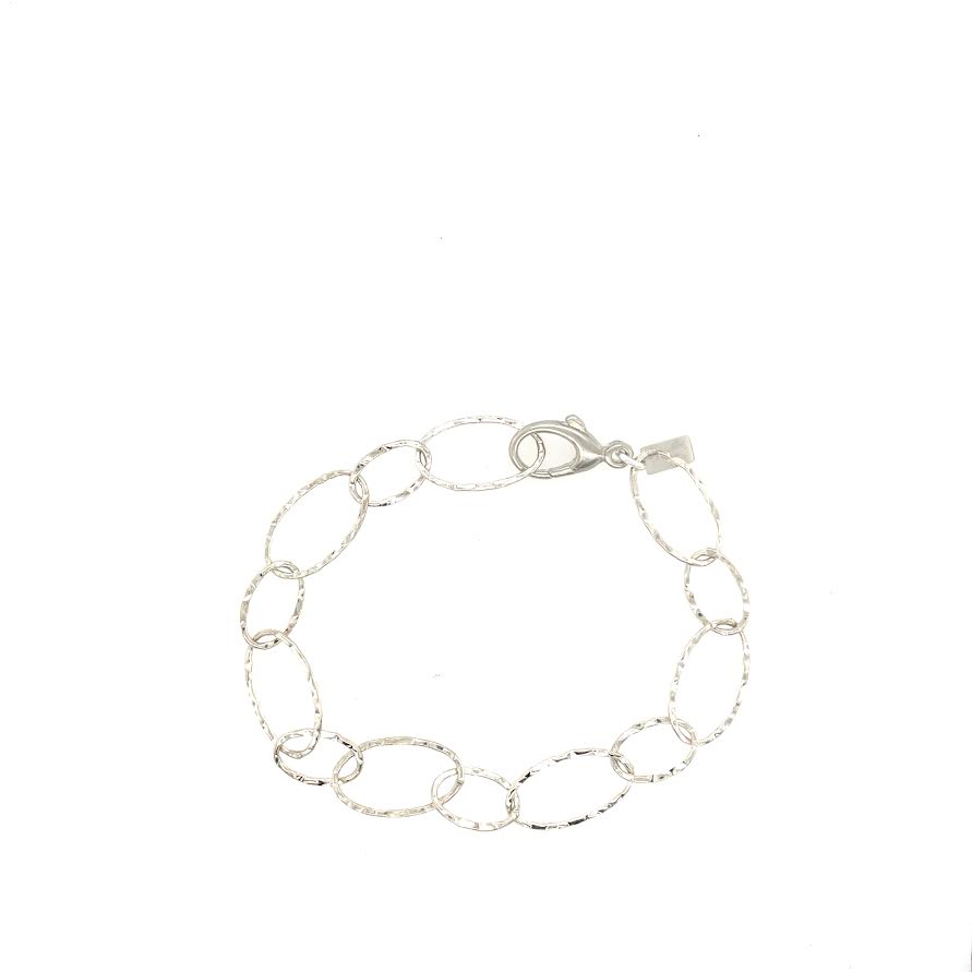 Image of Hammered Sturdy Sterling Oval Chunky Bracelet by  RACH B Jewelry