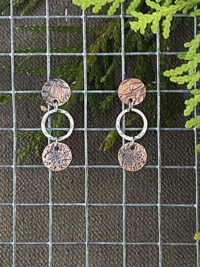 Image of Circle Stick SS Copper Earrings by Michelle Zjala Winter