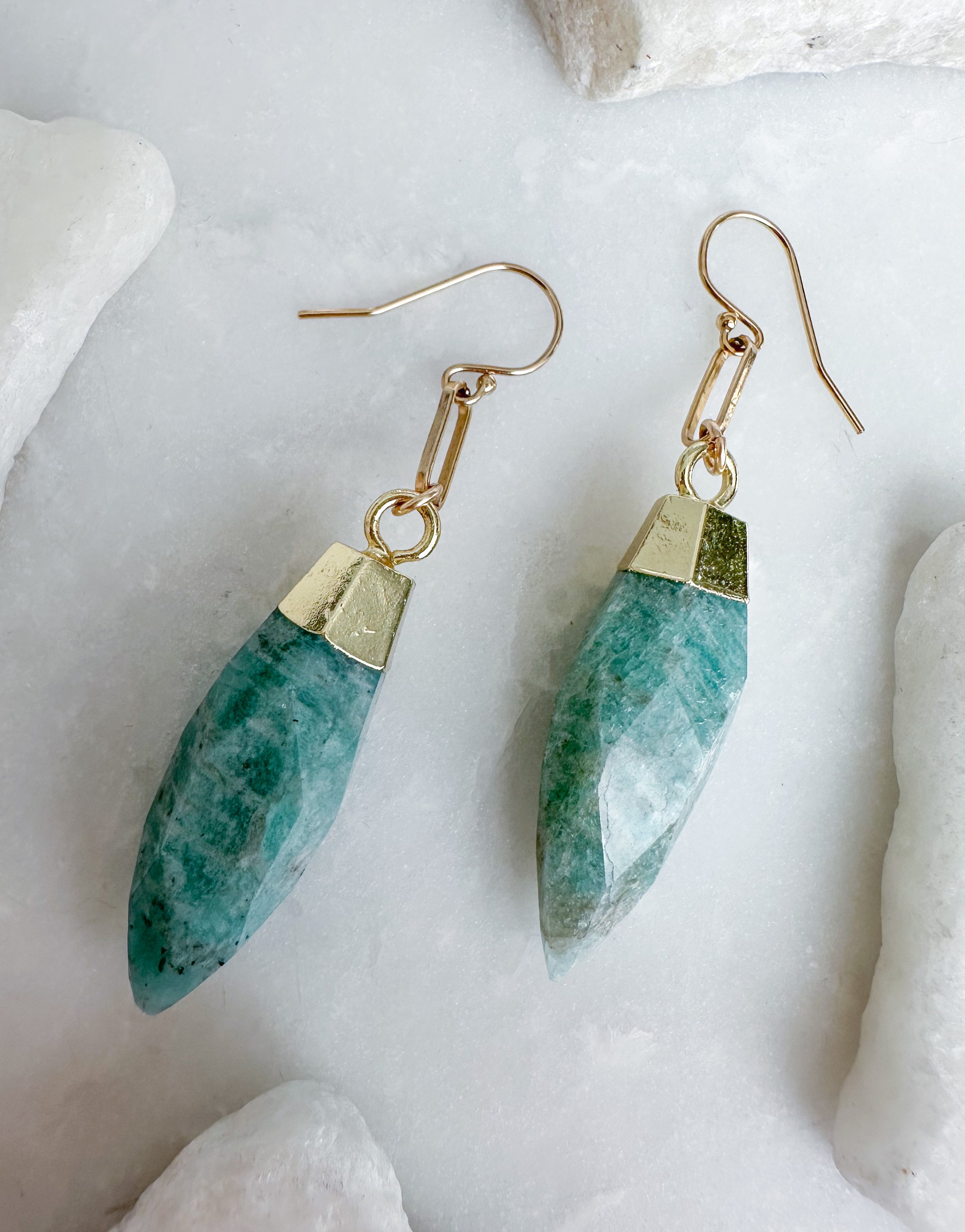 Image of Amazonite Pendant Link Drop Earrings - 14k Gold Fill - Trunk Show by  RACH B Jewelry