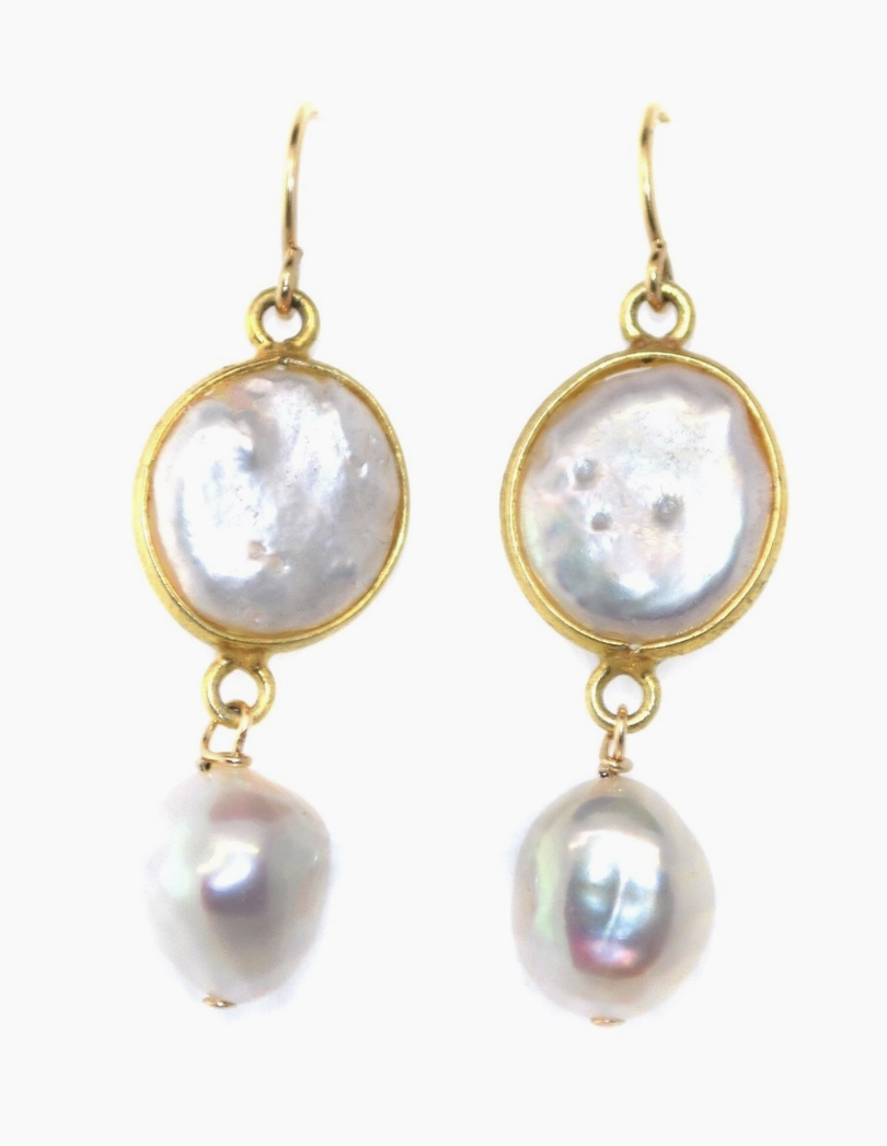 Circle Pearl Drop Earrings