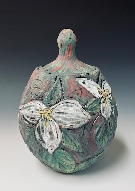 Image of Trillium Covered Jar by Nancy Briggs