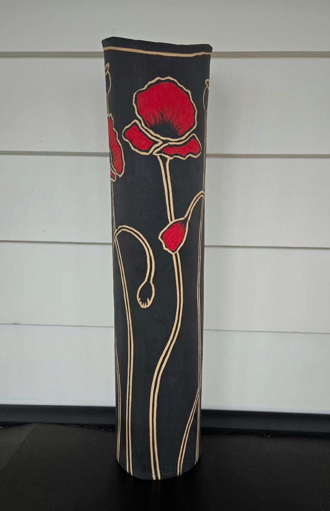 Tall Poppy Vase Black Background