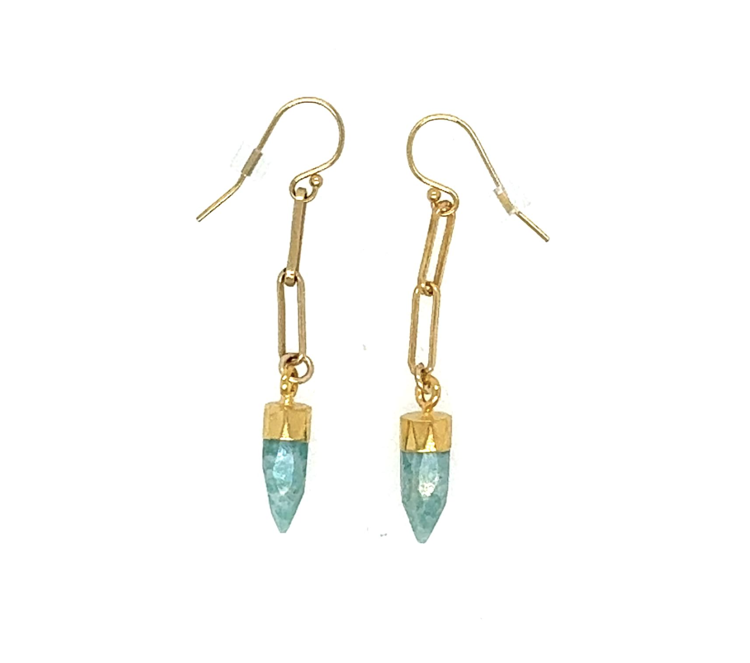 Image of Amazonite Double Link Drop Earrings, 14k Gold Fill - Trunk Show by  RACH B Jewelry