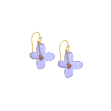 Image of Hydrangea Single Drop Wire Earrings in Lavender by Michael Vincent Michaud