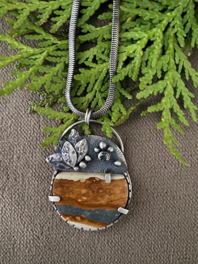 Image of Lost Cause Mine Jasper, Montana Sapphire and SS Necklace by Michelle Zjala Winter