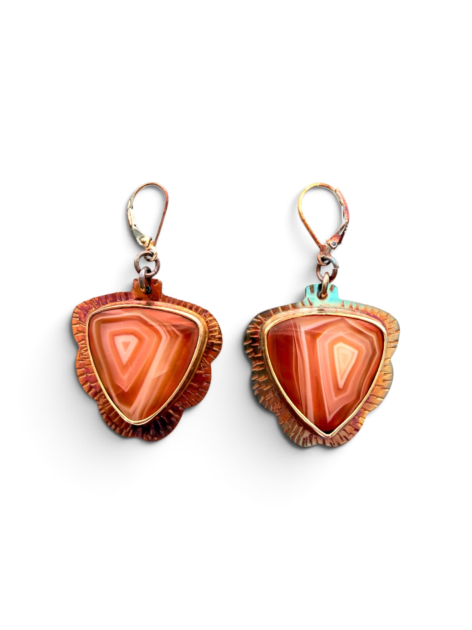 Image of 8 Sterling Silver, Fine Silver Bezels, Sumatra Agate and Sterling Silver Lever Earrings by Julie Shaw