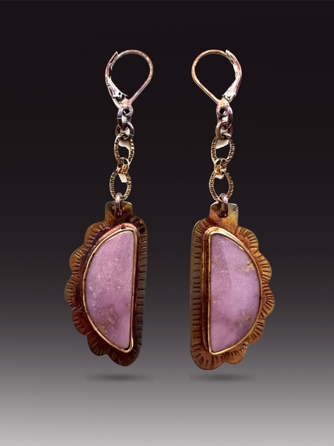 Image of 3 Sterling Silver, Fine Silver Bezel, and Phosphosiderite Earrings with Sterling Silver Lever Backs by Julie Shaw