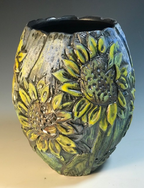Grey Sunflower Vase
