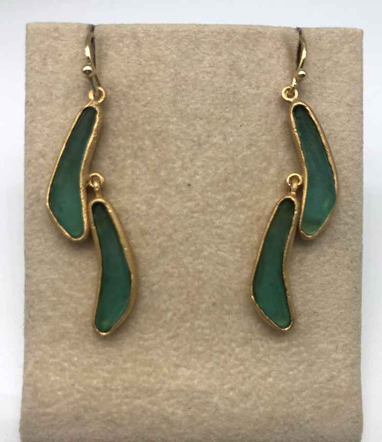 Image 1 for Wave Double Drop Wire Earrings 1 3/4 Wave Double Drop Wire Earrings 1 3/4