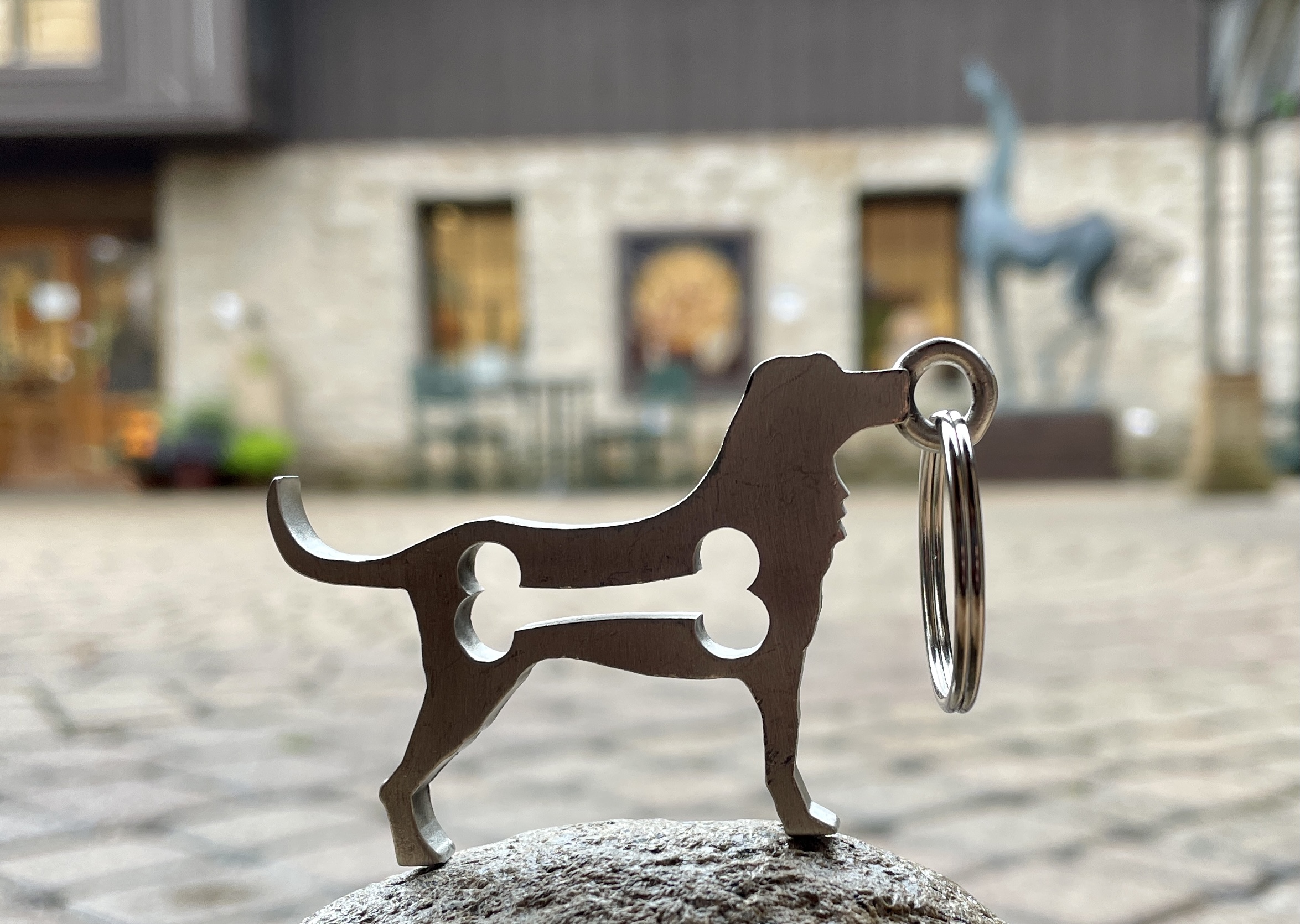 Dog Keychain, Stainless Steel