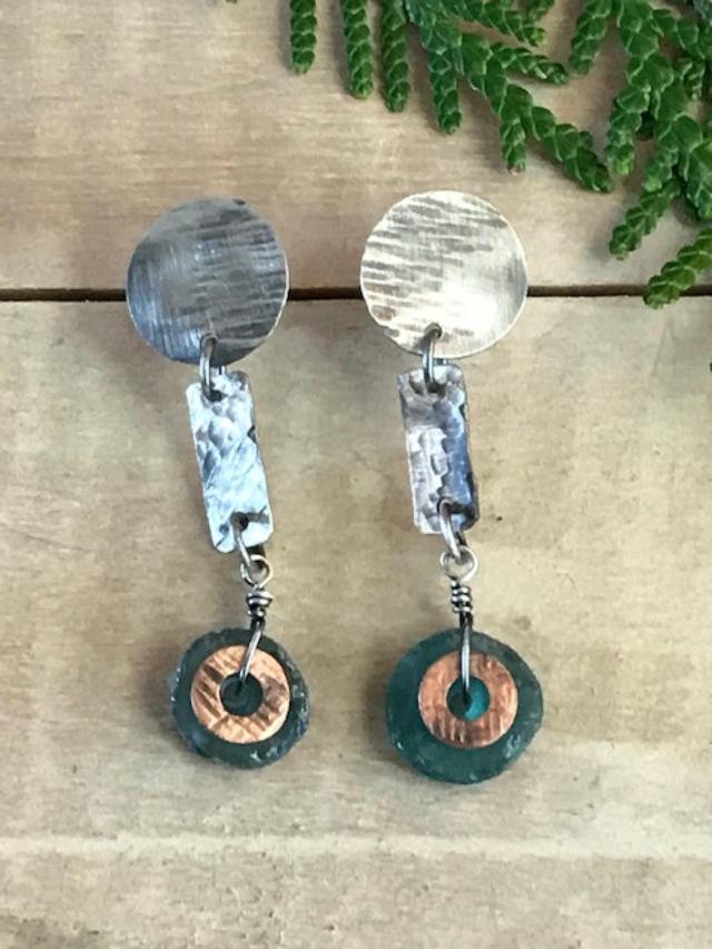 Roman Glass Post Earrings in Sterling Silver