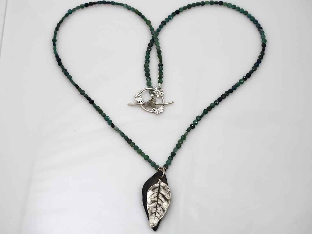 Image of Tourmaline/Sterling/Cast Leaf Necklace by Barbara Rand