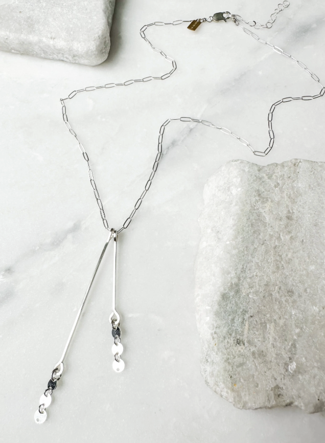 Image of Double Bar Coin Accent Necklace, Sterling by  RACH B Jewelry