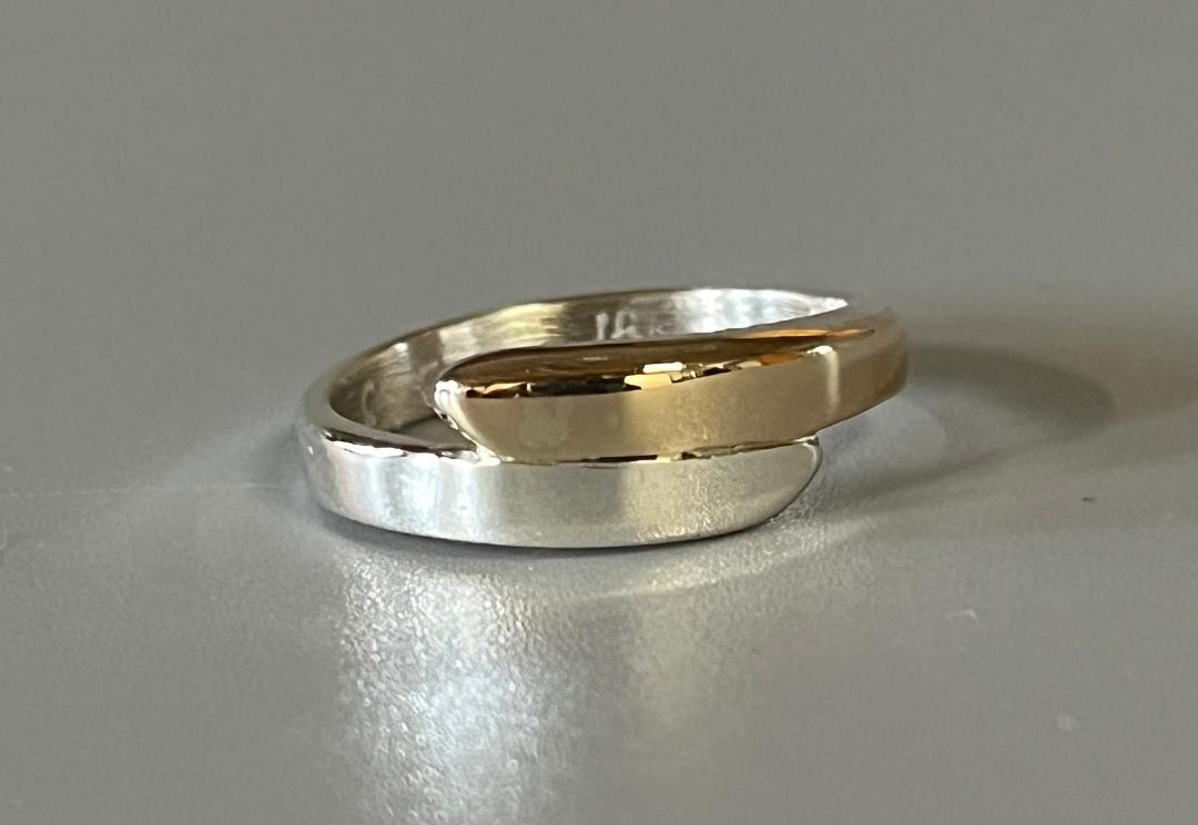 Sterling Silver and 14k Gold Ring, Size 9