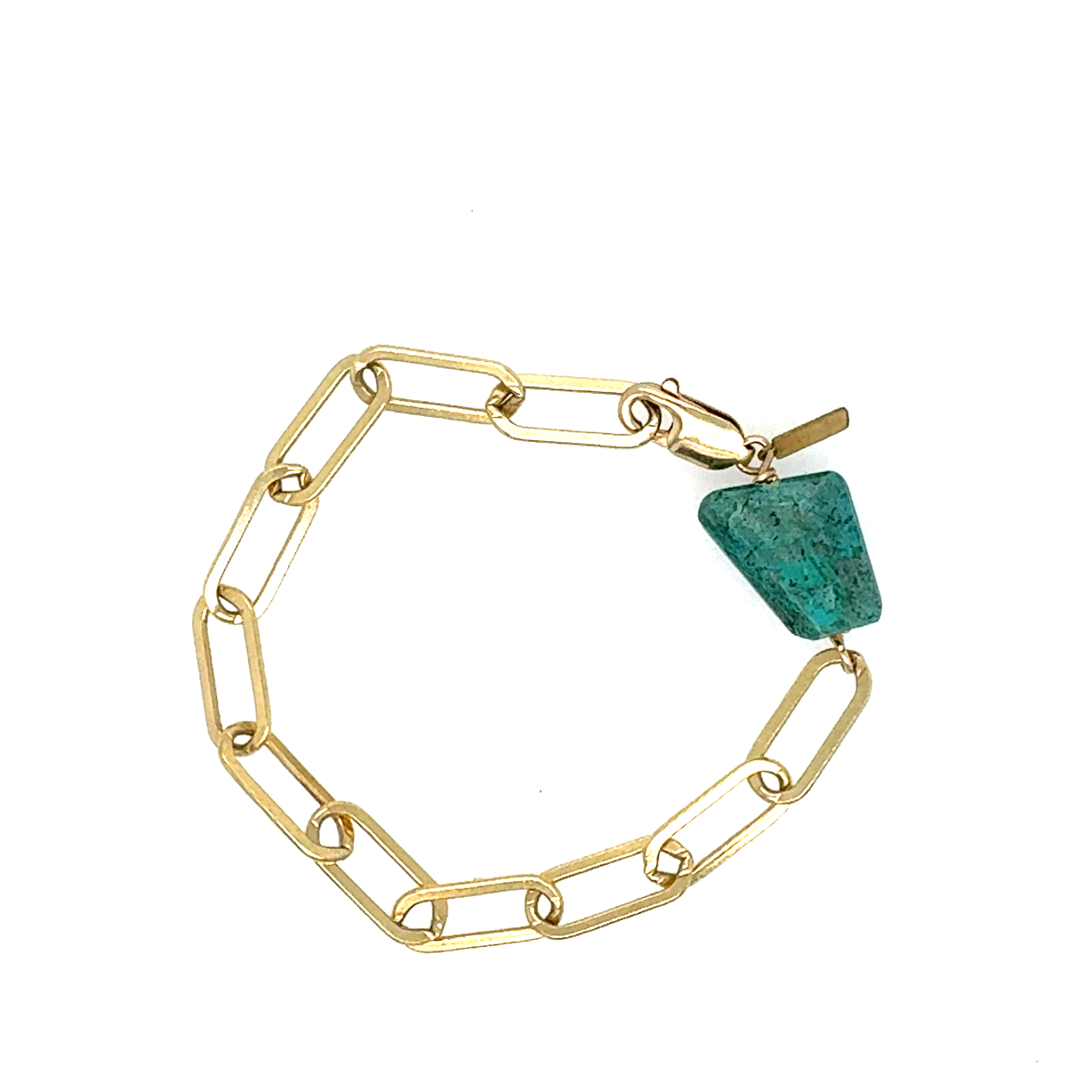 Image of Adventurine Sturdy Paperclip Bracelet, 14k Gold Fill, 7.5