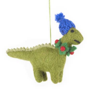 Cozy Dinosaur - Handmade Felt Ornament