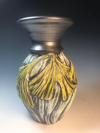 Image 1 for Gold Ginkgo Vase Gold Ginkgo Vase