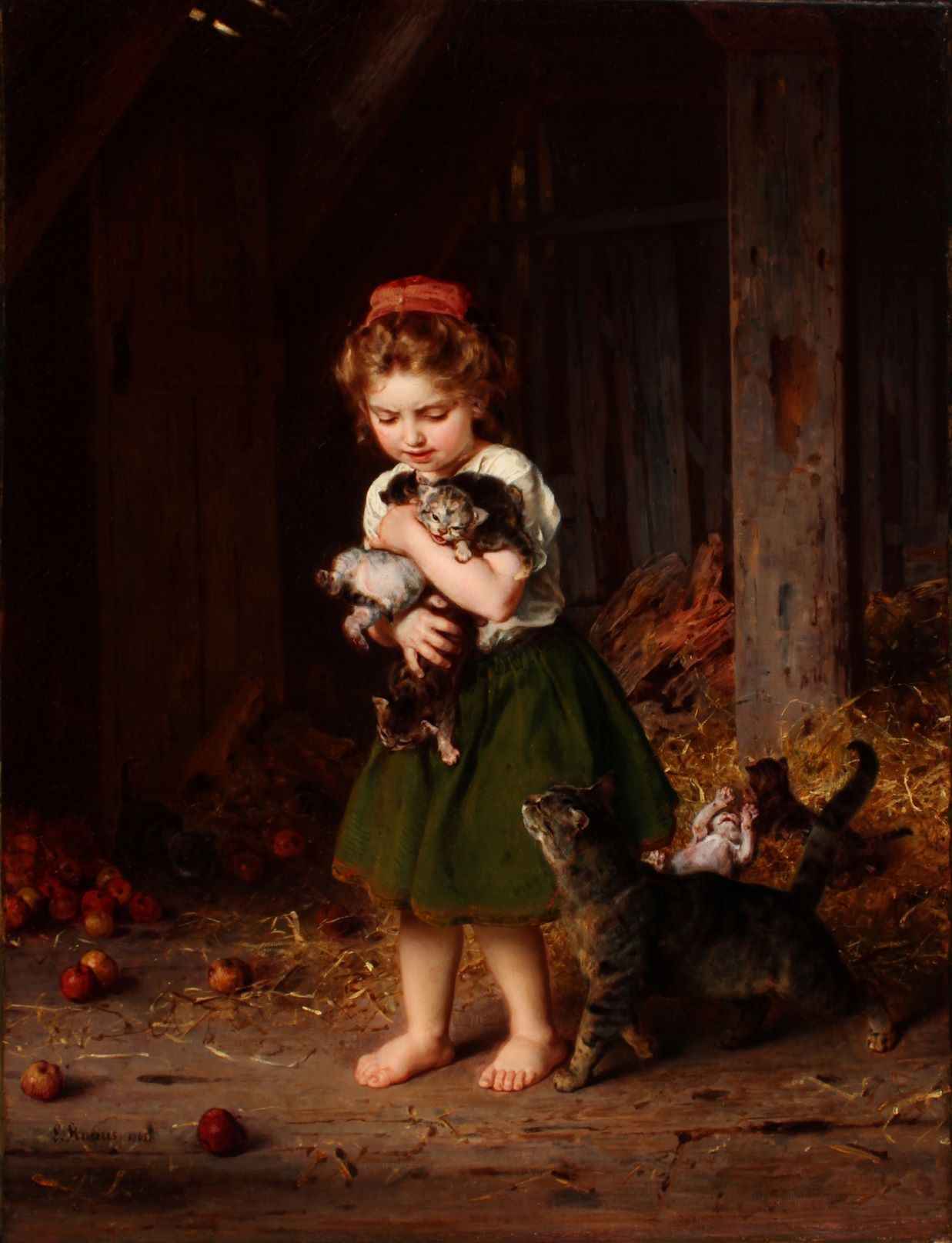 A Handful of Kittens,... by  Ludwig Knaus - Masterpiece Online
