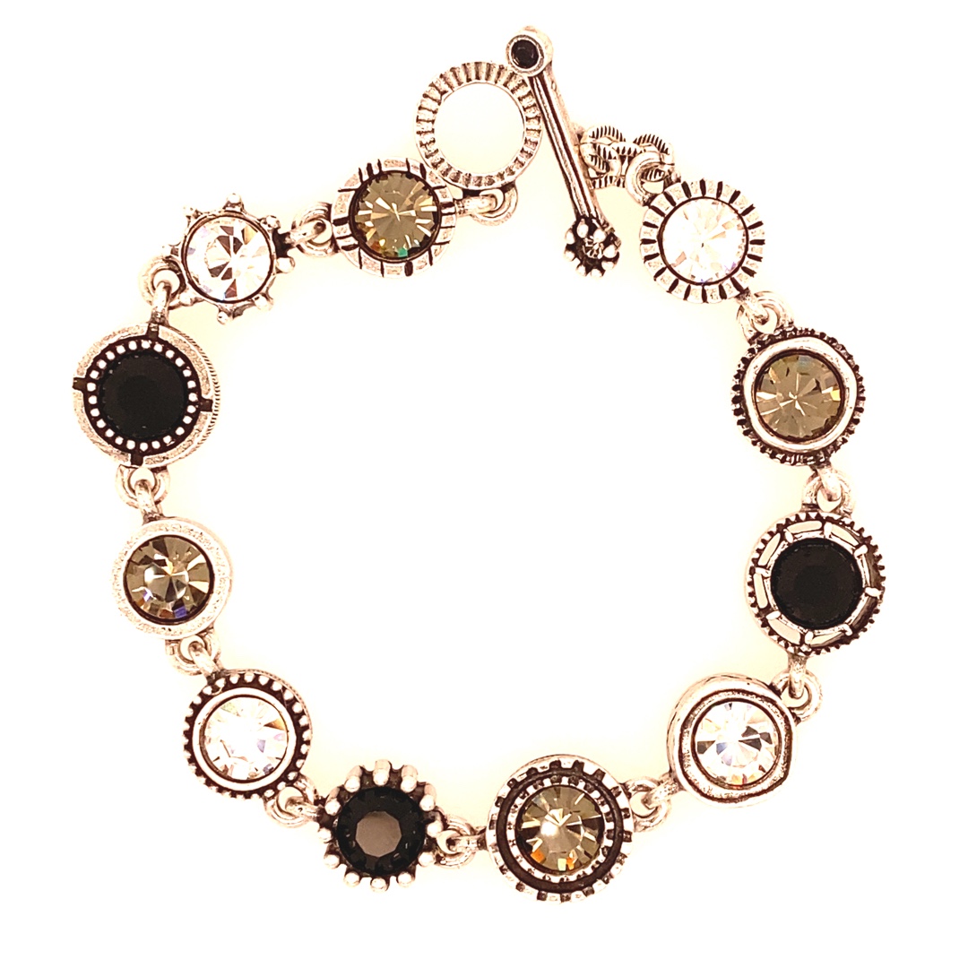 Image 1 for Round Two Bracelet in Silver, Black & White Round Two Bracelet in Silver, Black & White