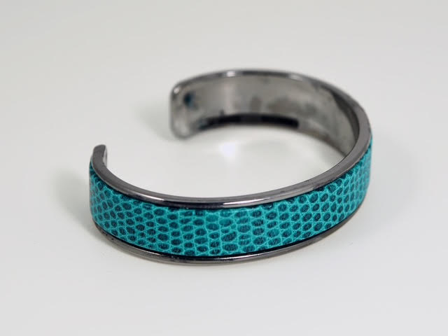 Image of Teal Snakeskin on Black Cuff by Barbara Rand