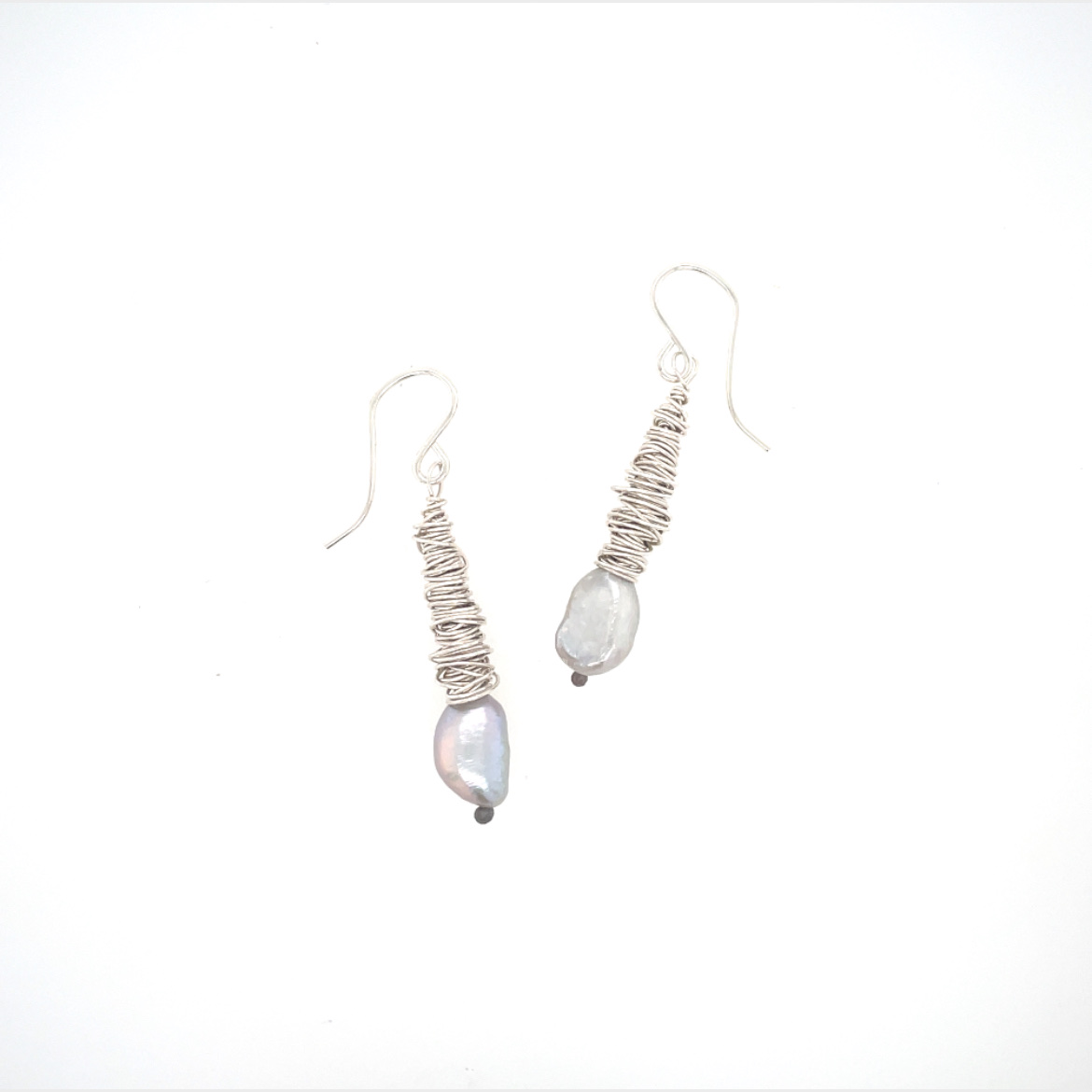 Grey Pearl and Sterling Earrings