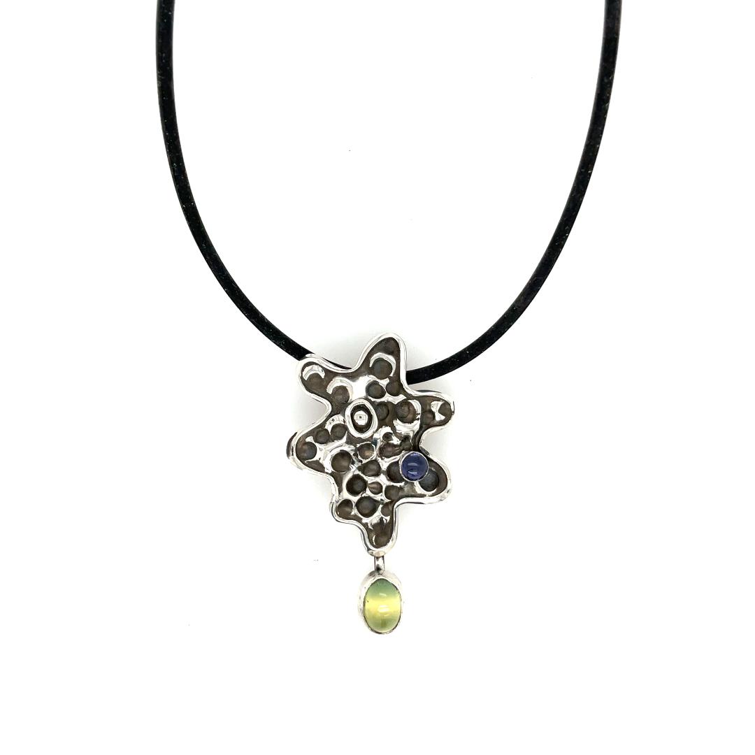 Image of Double Texture Pendant, Sterling Phenhite and Iolite by Sue Sachs