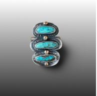Image of Triple Turquoise Ring, Size 8.75 by Pam Sable