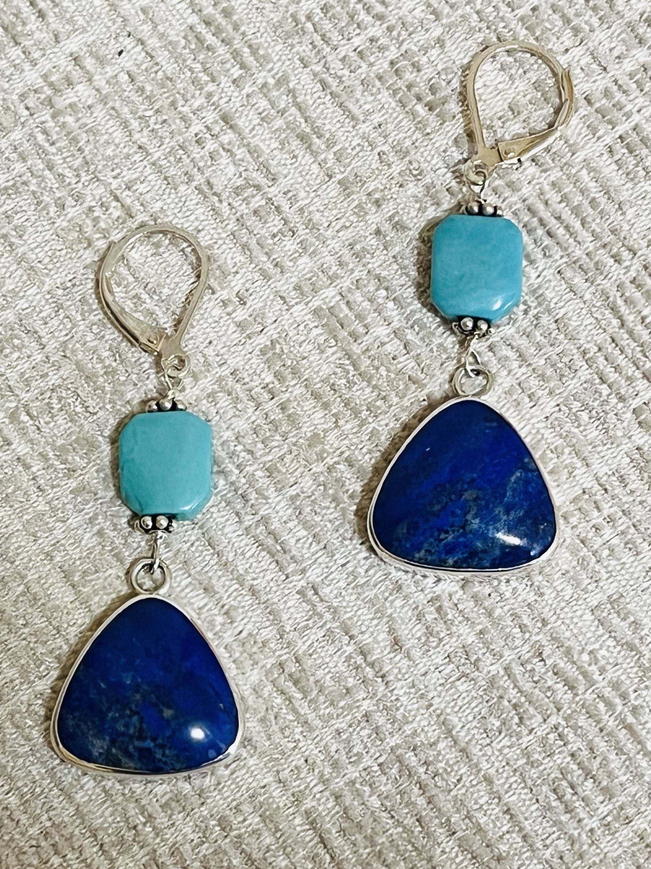 Image of Sterling Silver, Lapis Lazuli, and Turquoise Earrings by Catherine Laing
