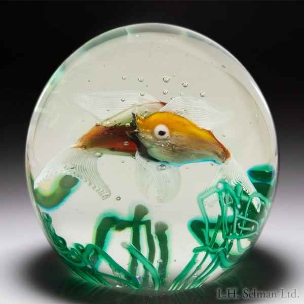 Murano (c.1950s) two fish aquarium magnum paperweight, possibly by ...