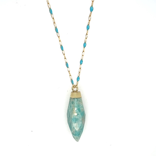 Image of Amazonite on Turquoise Beaded Chain Necklace, 14k Gold Fill - Trunk Show by  RACH B Jewelry