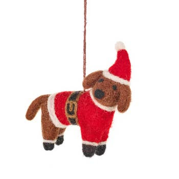 Buddy the Festive Dog - Handmade Felt Ornament