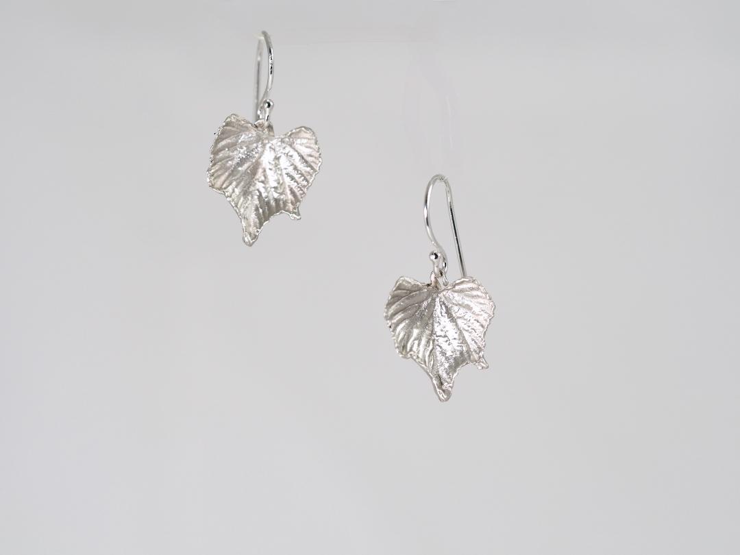 Image of Cast Sterling Leaf Earrings by Barbara Rand