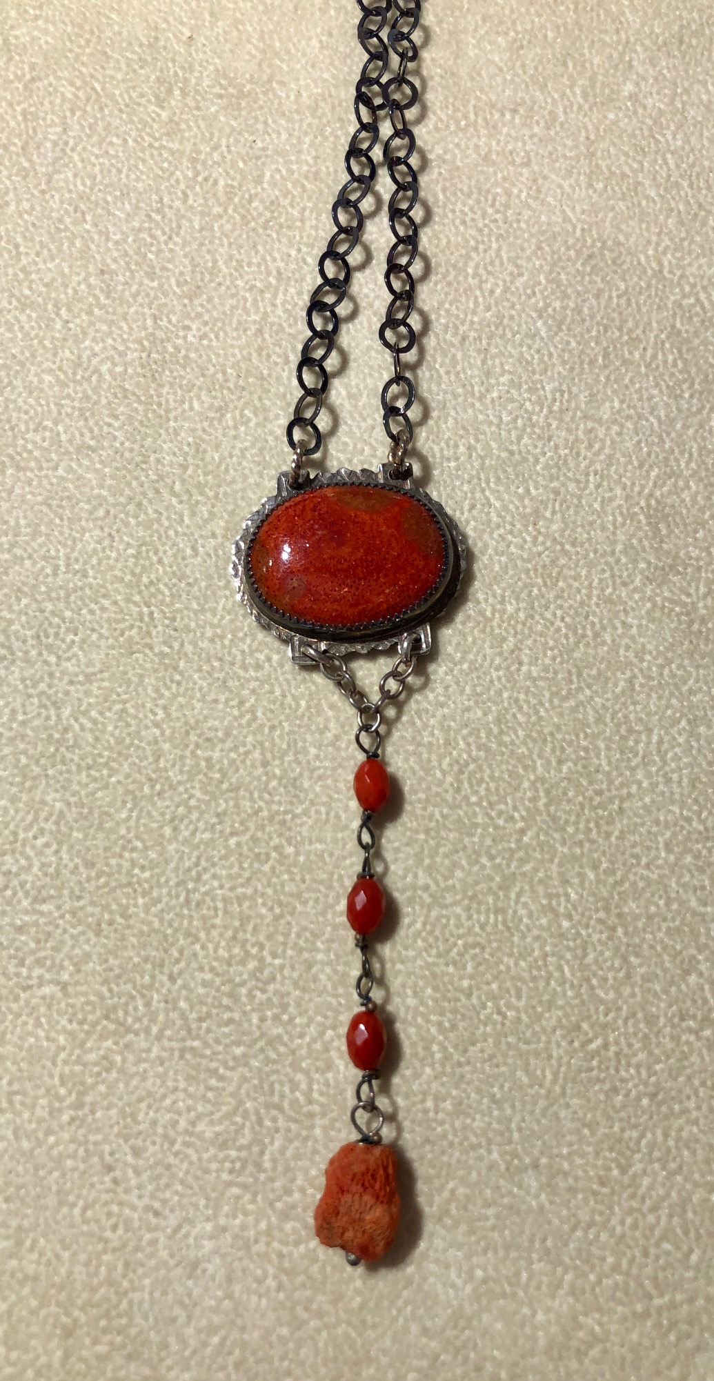 Image 1 for Apple Coral and Sterling Necklace Apple Coral and Sterling Necklace