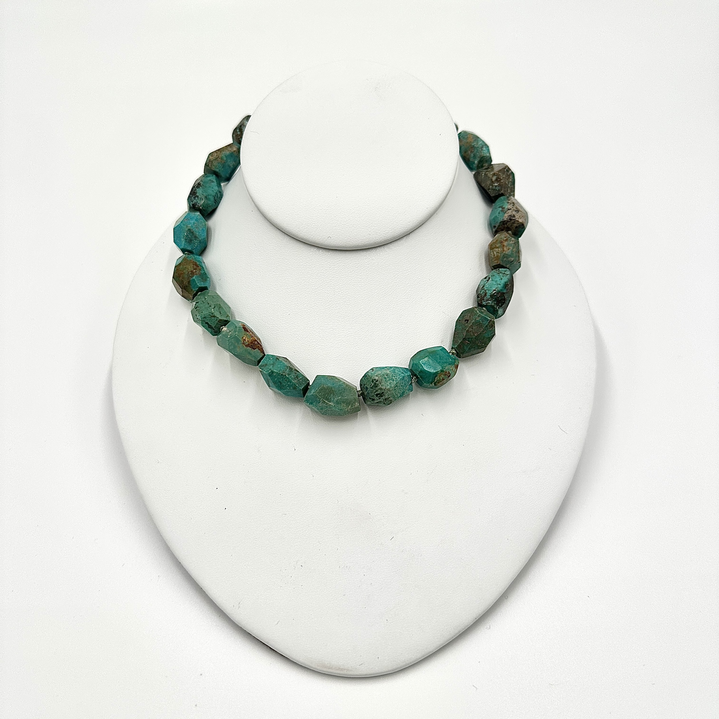 Image of Jumbo Turquoise Faceted Nuggets Hand Cut on Hand Cast Brass Hooks by Marcia McDonough