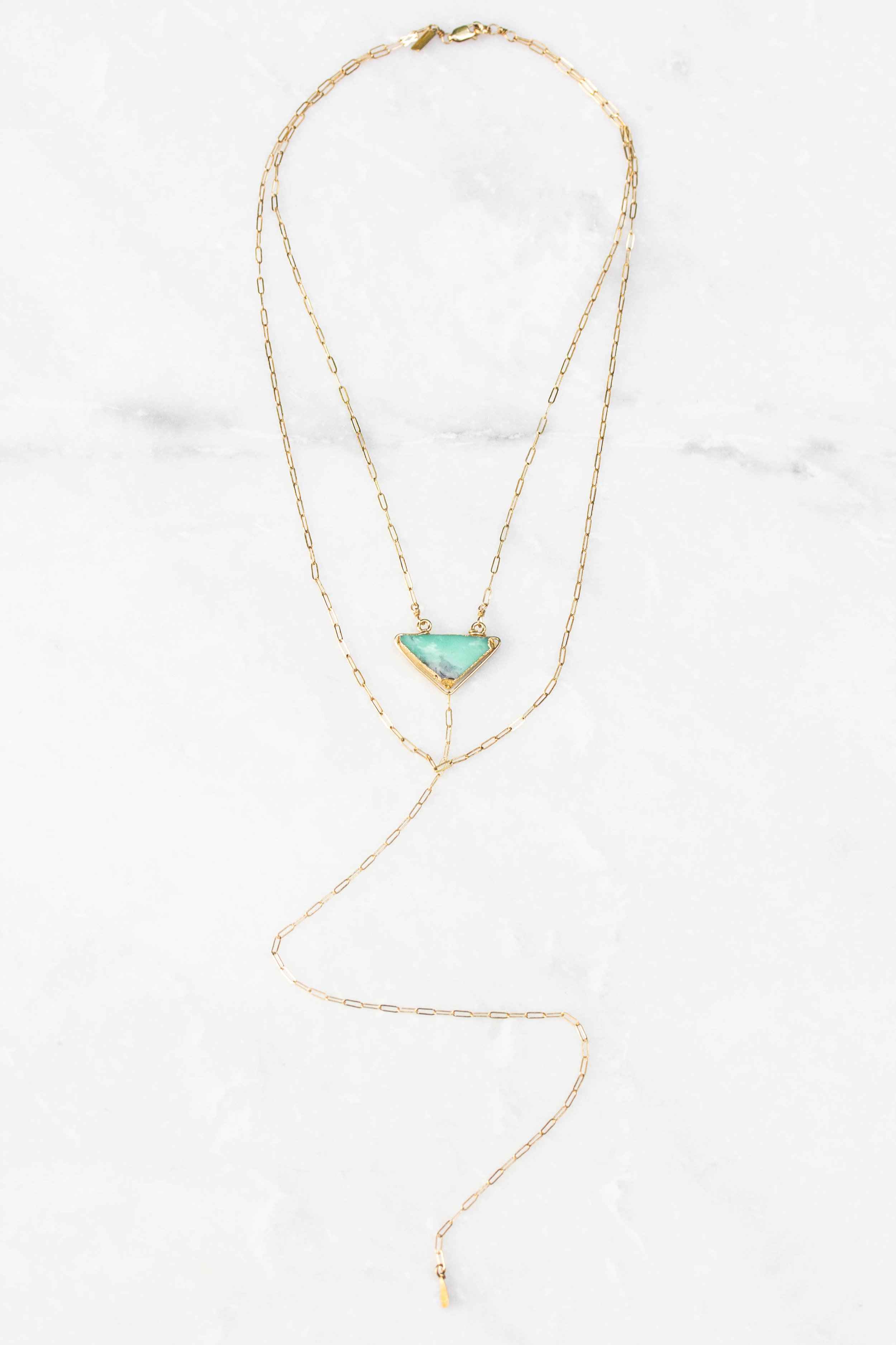 Chrysoprase Double Layer Y Neck Gold