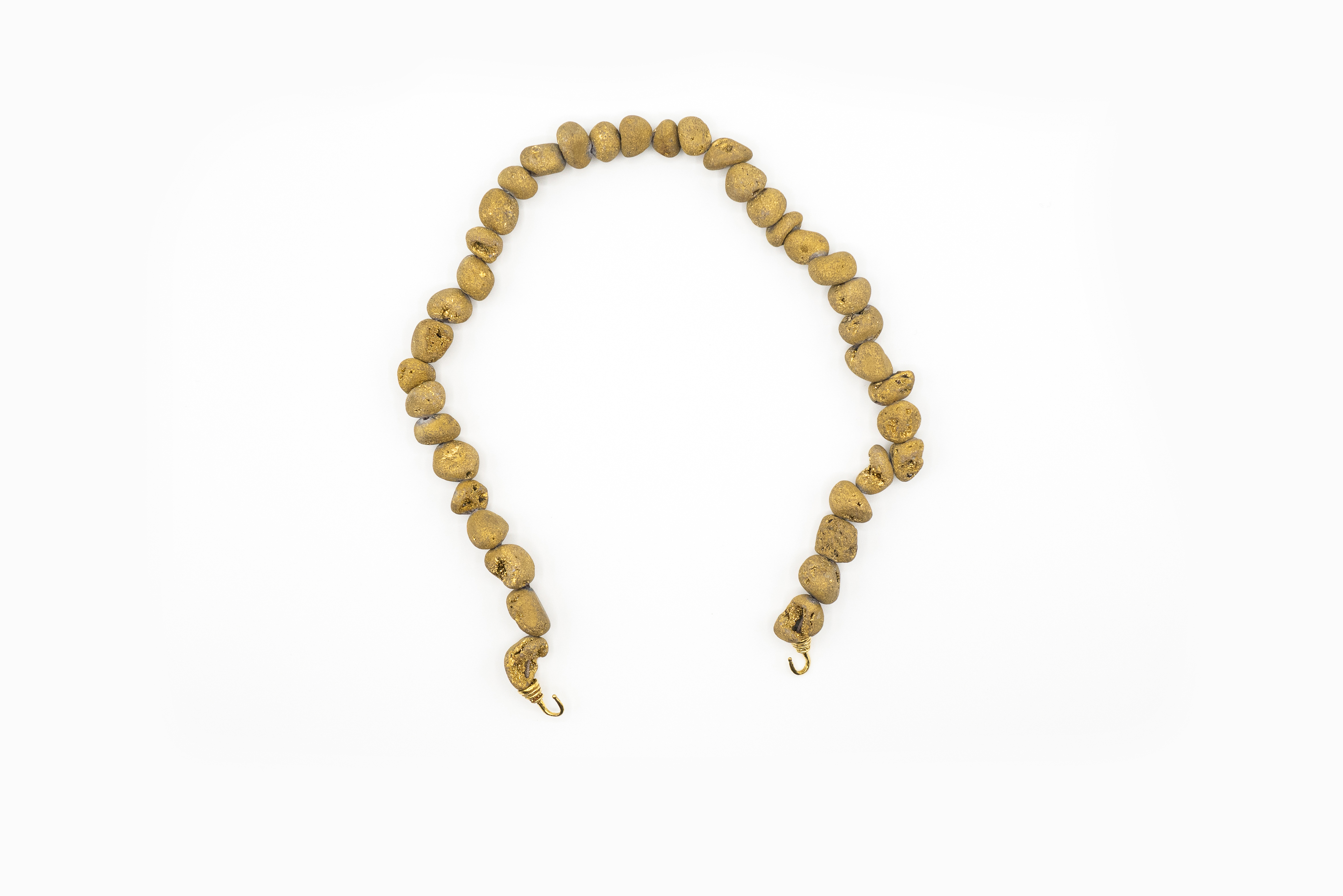 MAB 21-0001 Druzy Agate Gold Nugget Strand with Brass Hooks