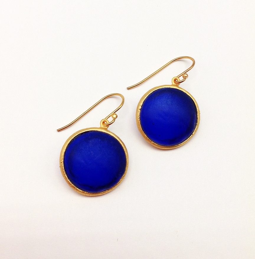 Image 1 for Bubble Dainty Wire Earrings in Cobalt Bubble Dainty Wire Earrings in Cobalt