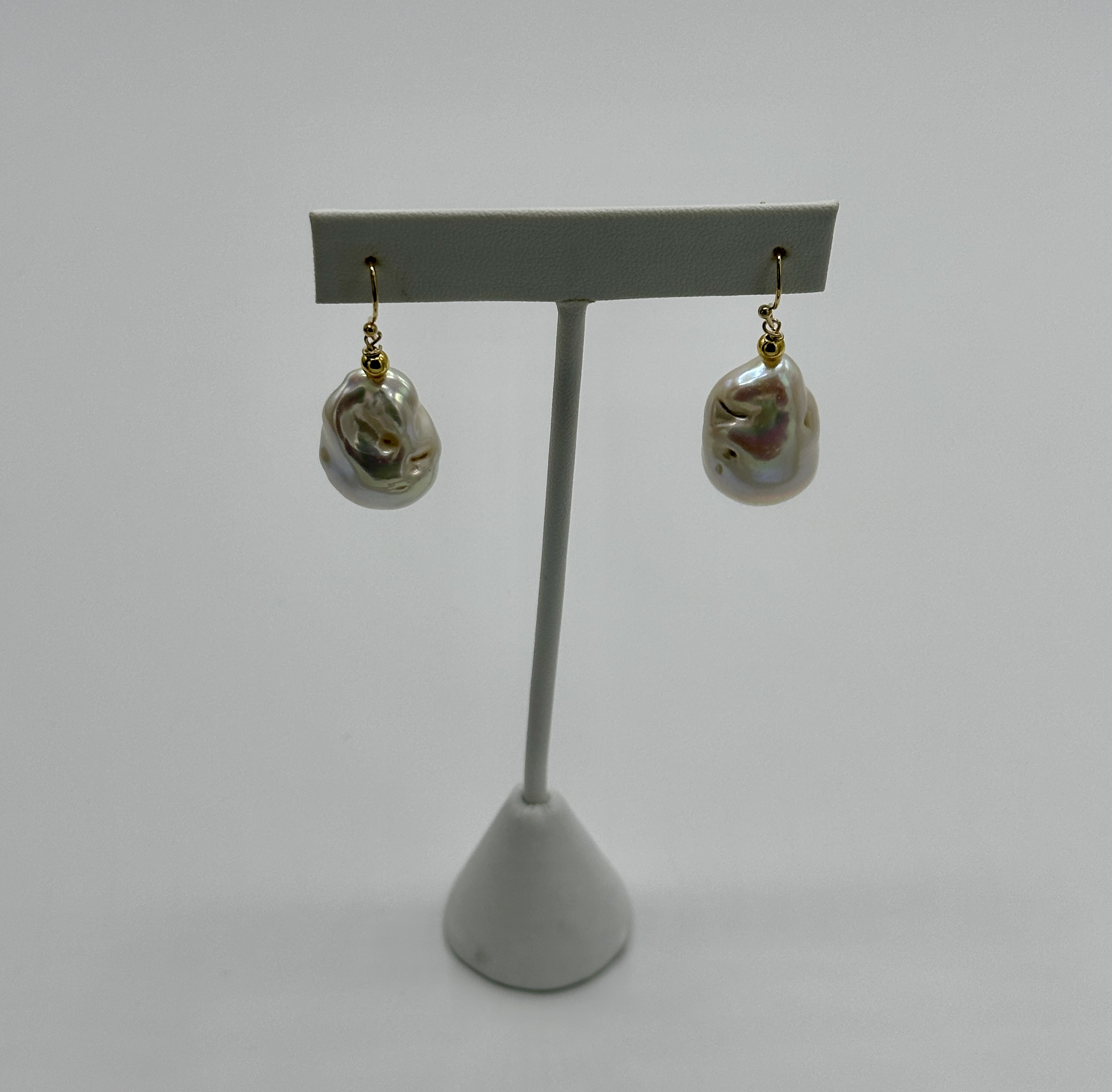High Luster, Very Large, Freshwater, Pearl Earrings, Gold Filled