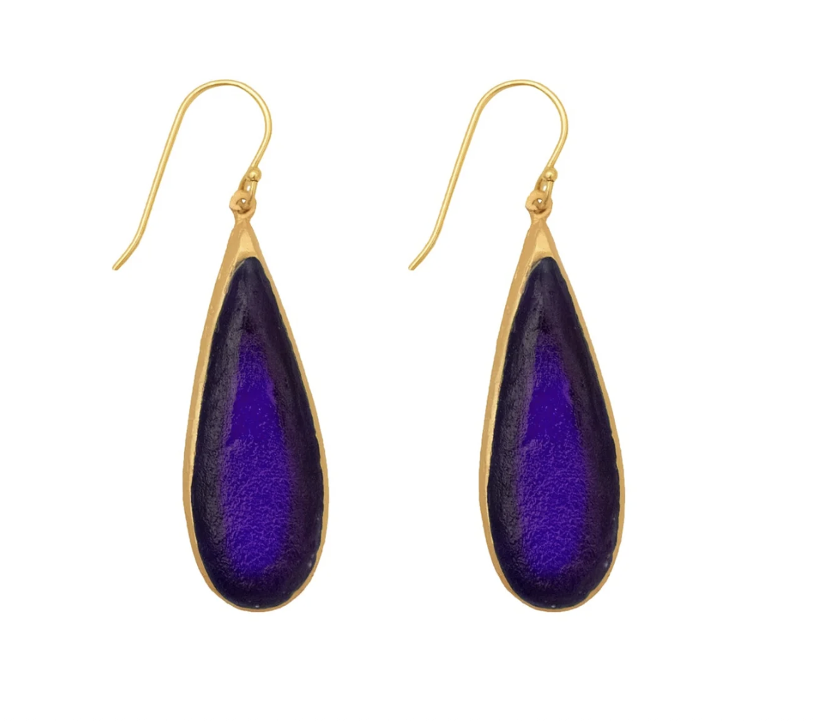 Image 2 for Tear Drop Bubbles Long Wire Earrings in Cobalt