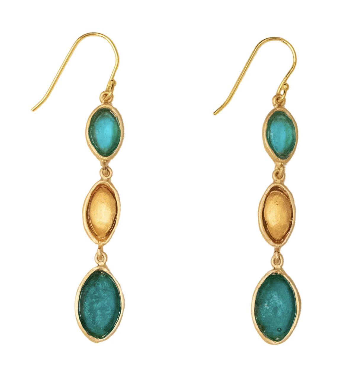 Image of Peacock 3-Drop Earrings by Michael Vincent Michaud