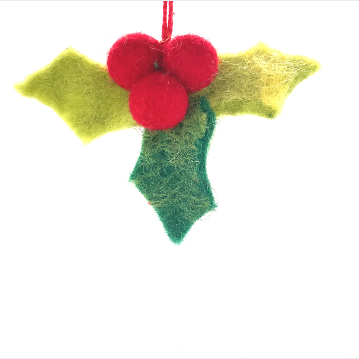 Mini Holly Sprig - Handmade Felt Ornament