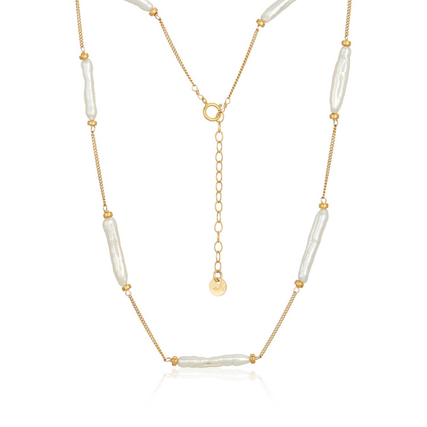 Image of Pearly Biwa Section Necklace, 16-18