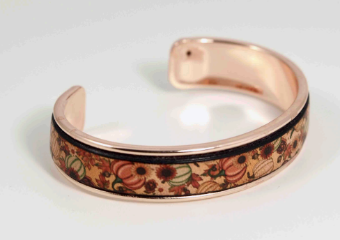 Image of Wide Rose Gold Cuff with Pumpkins by Barbara Rand