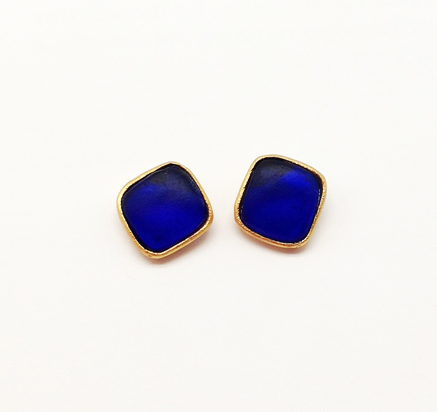 Image 1 for Bubble Diamonds Post Earrings in Cobalt Bubble Diamonds Post Earrings in Cobalt