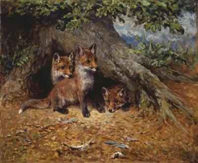 Fox Cubs at their Den by  John Emms - Masterpiece Online